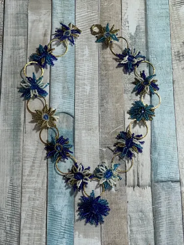 Handmade Beadwoven Flower Link Necklace