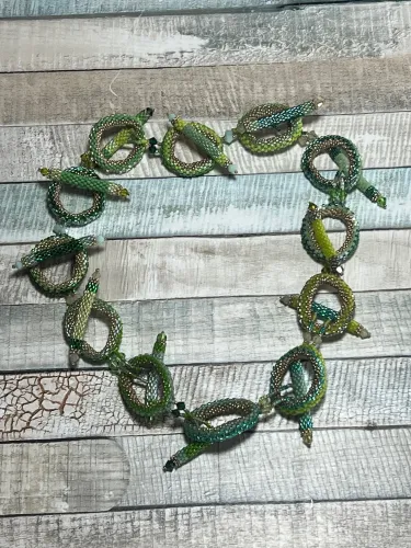 Handmade Beadwoven Toggle Link Necklace