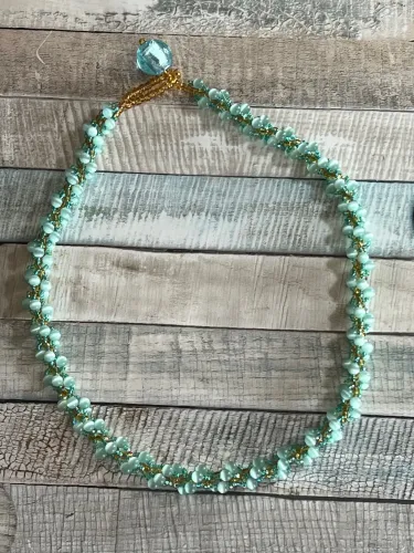 Handmade Beadwoven Twisted Green Necklace