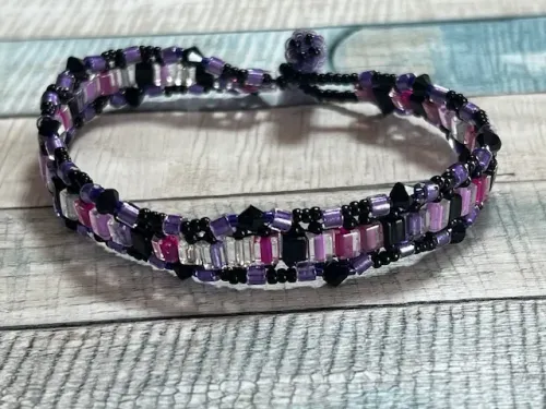 Handmade Beadwoven Crystal Cube Bracelet