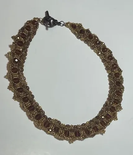 Handmade Beadwoven Brown Crystal Necklace