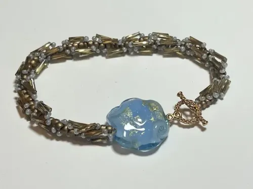 Handmade Beadwoven Blue Bead Bracelet