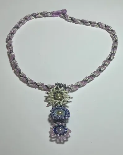 Handmade Beadwoven Flower Trio Necklace