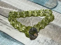 Handmade Beadwoven Green Crystal Bracelet