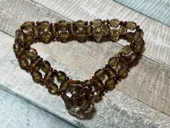 Handmade Beadwoven Brown Crystal Bracelet