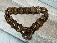 Handmade Beadwoven Brown Crystal Bracelet