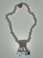 Handmade Beadwoven Pale Pink Charm Necklace