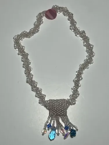 Handmade Beadwoven Pale Pink Charm Necklace