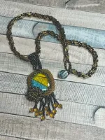 Handmade Beadwoven Cabochon Necklace